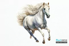 Beautiful White Horse Watercolo PNG Clipart Product Image 1