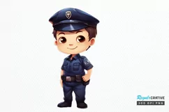 Cute Police Officer Boy PNG Clipart Product Image 1