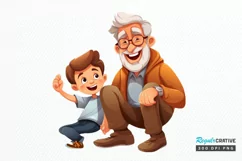 Happy Grandpa and Grandson PNG Clipart Product Image 1