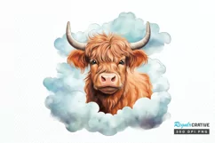 Cute Highland Cow Sublimation PNG Clipart Product Image 1