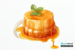 Watercolor Crème Caramel PNG Clipart Product Image 1