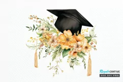 Floral Graduation Caps Sublimation PNG Clipart Product Image 1