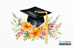 Floral Graduation Caps Sublimation PNG Clipart Product Image 1