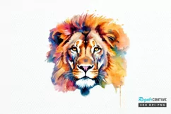 Watercolor Lion Wall Art PNG Clipart Product Image 1