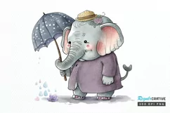 Watercolor Cute Elephant Grandma png clipart Product Image 1