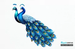 Beautiful Blue Peacock Sublimation PNG Clipart Product Image 1