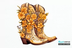 Western Floral Boots Sublimation PNG Clipart Product Image 1
