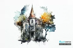 Watercolor Gothic House Clipart PNG Clipart Product Image 1
