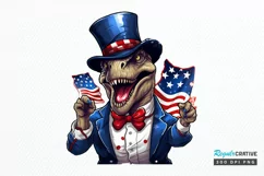 Funny 4th of July T-rex Sublimation PNG Clipart Product Image 1