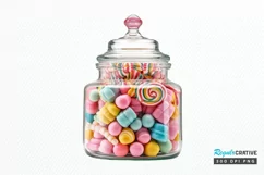 Fancy Clear Glass Candy Jar PNG Clipart Product Image 1