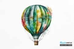 Watercolor Hot Air Balloon PNG Clipart Product Image 1