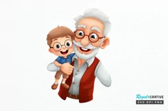 Happy Grandpa and Grandson PNG Clipart Product Image 1