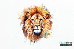 Watercolor Lion Wall Art PNG Clipart Product Image 1
