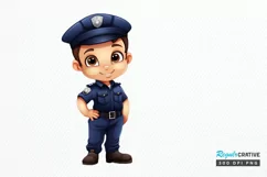 Cute Police Officer Boy PNG Clipart Product Image 1