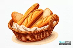 Bread Basket Watercolor Sublimation PNG Clipart Product Image 1