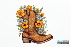 Western Floral Boots Sublimation PNG Clipart Product Image 1