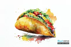 Watercolor Taco clipart png clipart Product Image 1