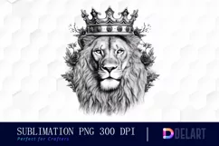 Watercolor Black and White Tattoo Lion PNG Clipart Product Image 1