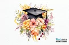 Floral Graduation Caps Sublimation PNG Clipart Product Image 1