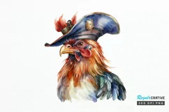 Rooster Pirate Watercolor Sublimation PNG Clipart Product Image 1