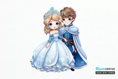 Cute Snow Princess and Prince PNG Clipart Product Image 1