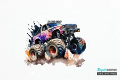 Watercolor Monster Truck PNG Clipart Product Image 1