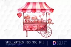 Watercolor Valentines Candy Shop Clipart, Sublimation Art Product Image 1