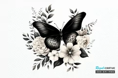 Floral Black Butterfly PNG Clipart Product Image 1