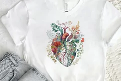 Watercolor Anatomical Floral Heart PNG Clipart Product Image 2