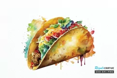 Watercolor Taco clipart png clipart Product Image 1