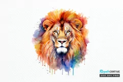 Watercolor Lion Wall Art PNG Clipart Product Image 1