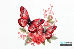 Floral Red Butterfly Couple PNG Clipart Product Image 1
