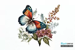 Retro Butterfly Floral clipart png clipart Product Image 1