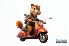 Squirrel Riding A Motorbike PNG Clipart Product Image 1