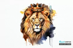 Watercolor King Lion Sublimation PNG Clipart Product Image 1