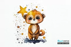 Watercolor cute animal superstar PNG Clipa Product Image 1