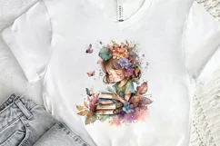 Watercolor Cute Bookworm Fairy PNG Clipart Product Image 2
