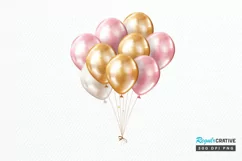 Gold Chrome and Pink Balloons PNG Clipart Product Image 1