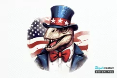 Funny 4th of July T-rex Sublimation PNG Clipart Product Image 1