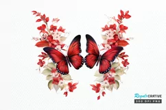 Floral Red Butterfly Couple PNG Clipart Product Image 1