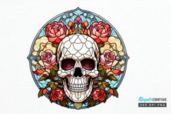 Flower Skull Stained Glass Sublimation PNG Clipart Product Image 1