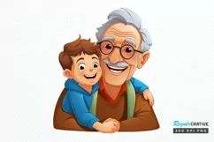 Happy Grandpa and Grandson PNG Clipart Product Image 1