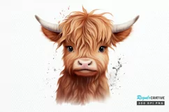 Baby Highland Cow Illustrations PNG Clipart Product Image 1
