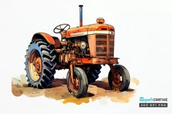 Farm Tractor Watercolor Sublimation PNG Clipart Product Image 1