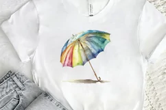 Watercolor Beach Umbrella PNG Clipart Product Image 2