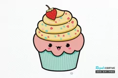 Cute Kawaii Cupcakes Valentine Stickers PNG Clipart Product Image 1