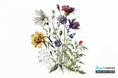 Watercolor Spring Flowers Background png clipart Product Image 1