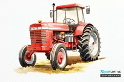 Farm Tractor Watercolor Sublimation PNG Clipart Product Image 1