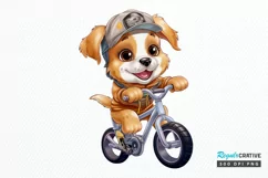 Puppy Riding Bike Sublimation PNG Clipart Product Image 1