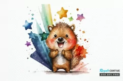Watercolor cute animal superstar PNG Clipa Product Image 1
